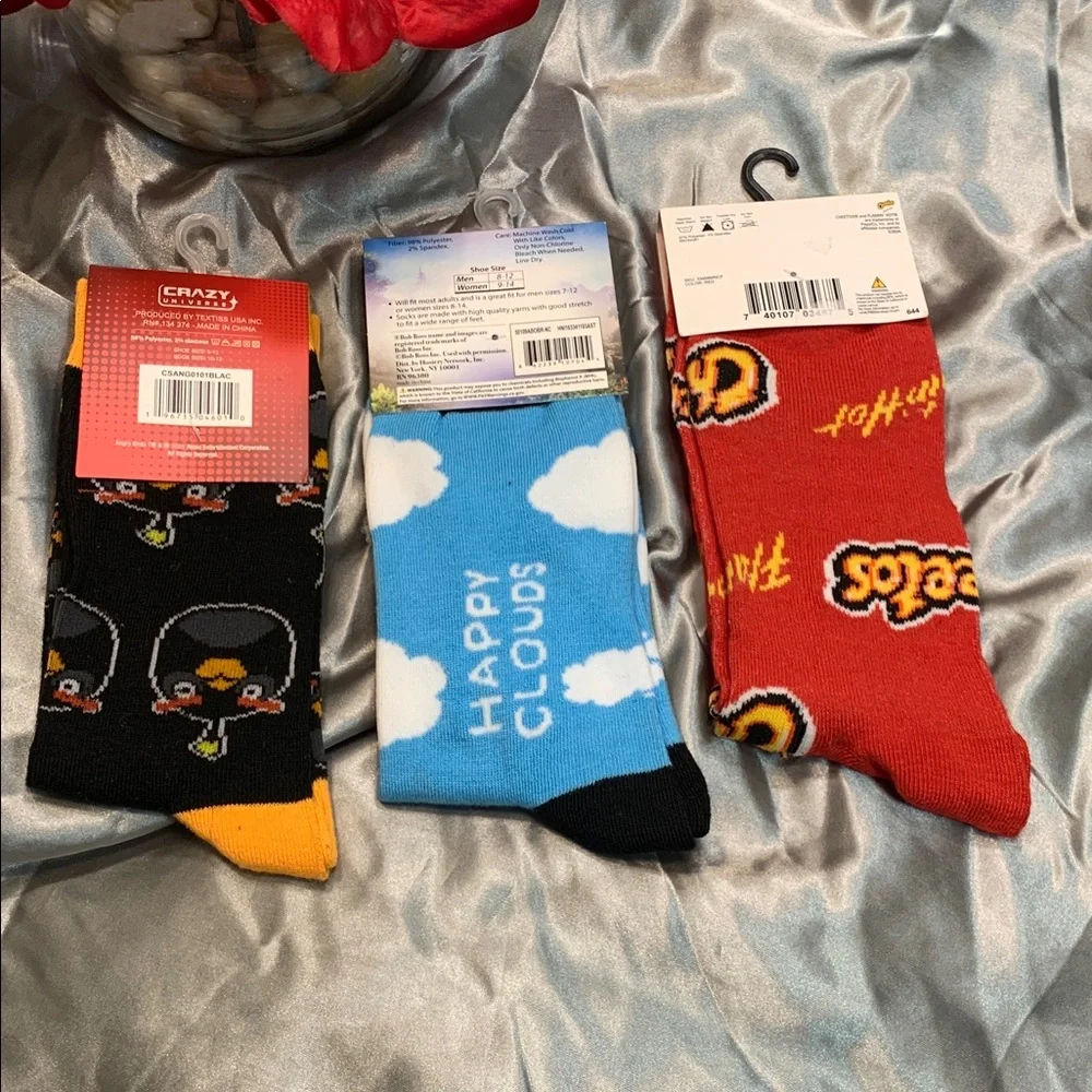 🌹UNISEX FUN SOCKS • CHEETOS Flamin' Hot • ANGRY BIRDS • BOB ROSS • NWT